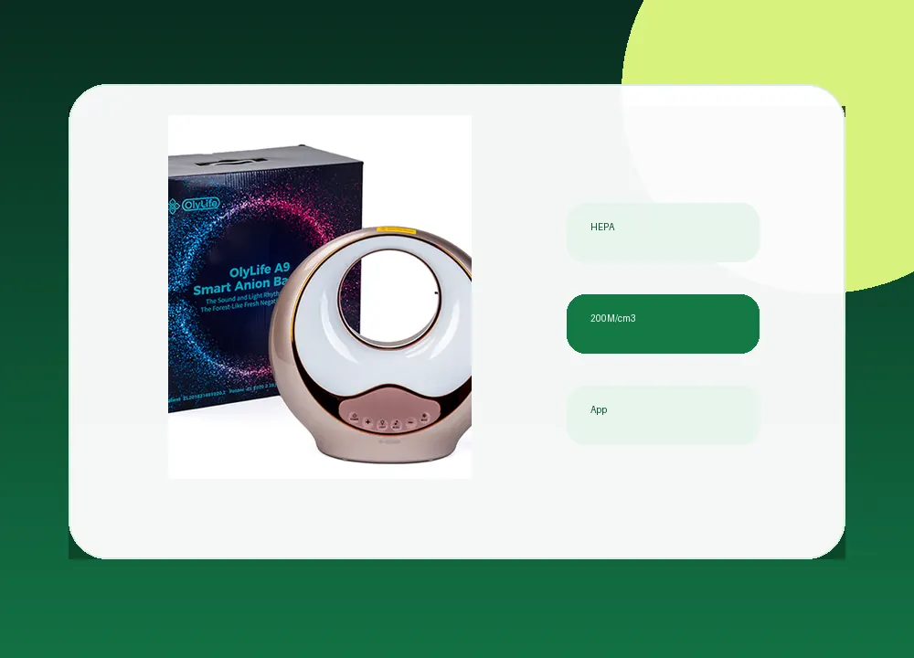 OlyLife A9 Smart Anion BamaAir filter and control visual